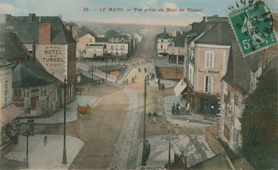 Le Mans - view taken from the top of the tunnel. Postcard sent in 1913 by French Photographer