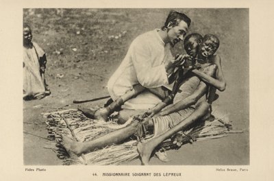 Missionary Tending to Lepers by French Photographer