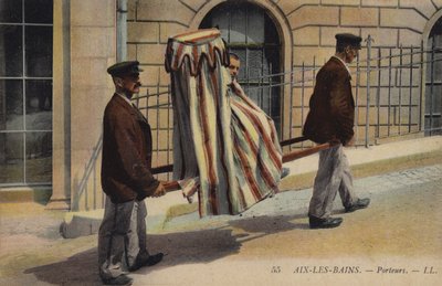 Porters Carrying a Patient at Aix-Les-Bains by French Photographer