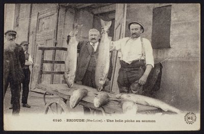 Good Catch of Salmon in Brioude, Haute-Loire, c.1900 by French Photographer