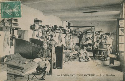 Soldiers of the French 121st Infantry Regiment in their barracks by French Photographer