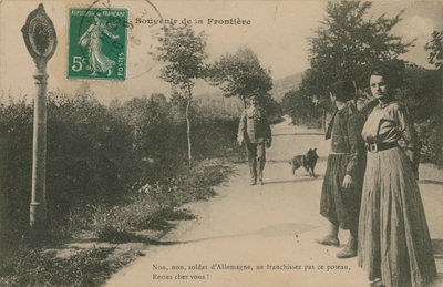 Souvenir of the Franco-German frontier. Postcard sent in 1913. by French Photographer