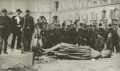Vendome Column, after it was pulled down on 16 May 1871 by French Photographer