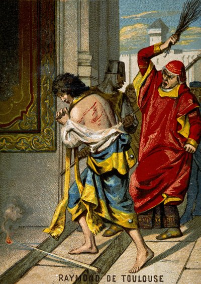 22/06/1209. Raymond VI Count of Toulouse, Excommuned by Pope Innocent III for Not Pursuing the Cathars, Accuses of Being the Instigator of the Assassination of Pierre de Castelnau, Amends Honourable and is Flagella in Public in Saint Gilles by French School