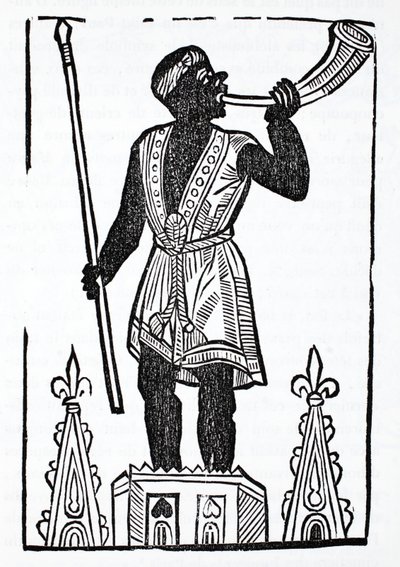 A Moor Standing on a Tower Blowing a Horn to Wake the Dead and Gather Them in the Valley of Josaphat by French School
