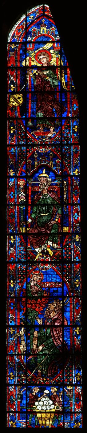 A Seraphim, Isaiah, Moses and the Burning Bush and donor figures by French School