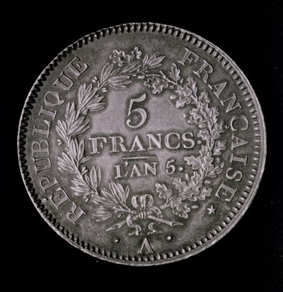A pound of twenty sols, equivalent to the first franc of the First Republic (obverse) by French School
