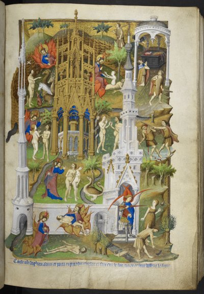 Scenes from the Creation and Fall, Adam and Eve, and Their Sons, Cain and Abel, from Book of Hours (The Bedford Hours) c.1410-30 by French School