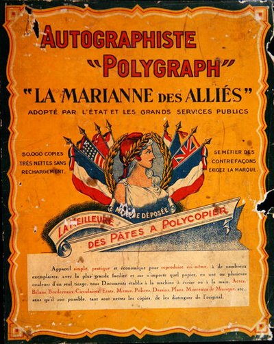 Advertisement for a copying machine at the time of the First World War by French School