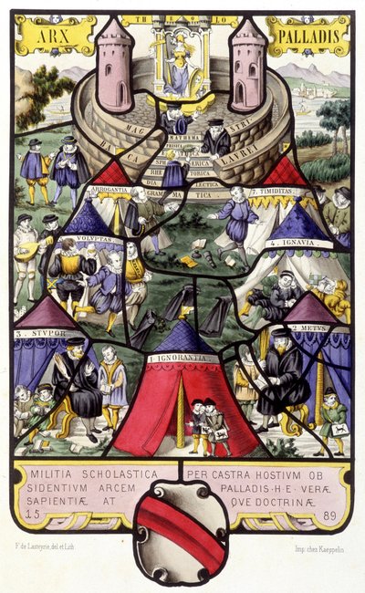 Allegory of the University. Facsimile of a Stained Glass from the Middle Ages in Histoire de la Peinture sur Verre by Ferdinand de Lasteyrie by French School