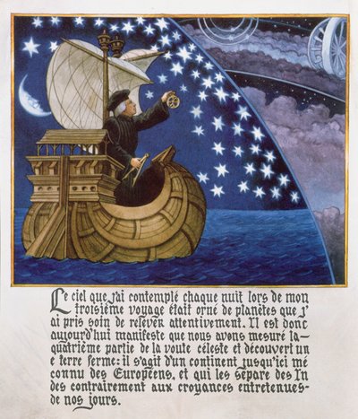 Amerigo Vespucci navigating by the stars on his 3rd voyage by French School