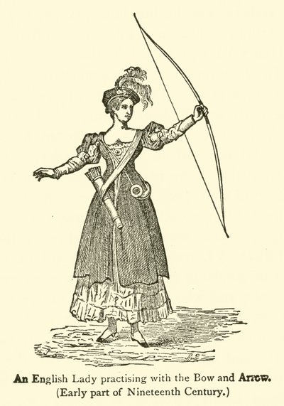 An English Lady practising with the Bow and Arrow, Early part of Nineteenth Century by French School
