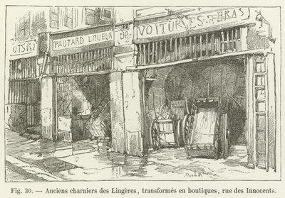 Former charnel houses of the Lineners, transformed into shops, rue des Innocents by French School