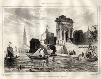 The Arch of Trajan, Ancona - Engraving from 