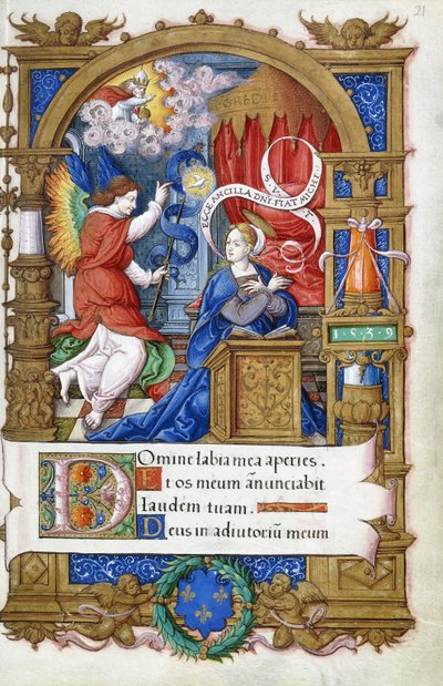 Annunciation, from a Book of Hours made for Francois I, c.1532-1540 by French School