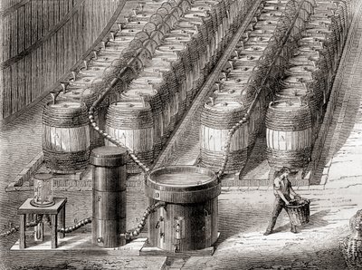 Apparatus Used for the Preparation of Hydrogen Gas by the Action of Sulfuric Acid on Iron When Filling a Balloon by French School