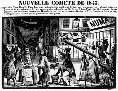 Appearance of a Comet in Paris in 1843 - Engraving by French School