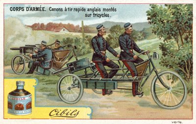Army Corps - Quick-Firing English Guns Mounted on Tricycles by French School