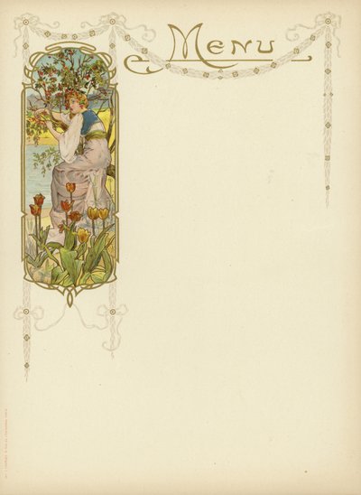 Art Nouveau Design for a Menu by French School