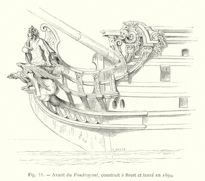 Bow of the Foudroyant, Built in Brest and Launched in 1694 by French School