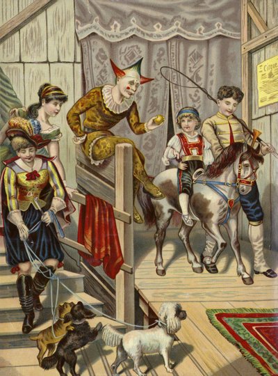 Backstage in a circus by French School