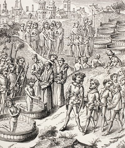 Baptism of the Saxons conquered by Charlemagne, from Military and Religious Life in the Middle Ages by Paul Lacroix, published London c.1880 by French School