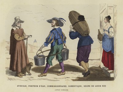 Blind Man, Water Carrier, Commissionaire and Domestic Servant, Reign of Louis XIII of France, 17th Century by French School