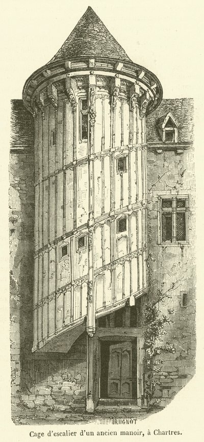 Staircase of an Old Manor, in Chartres (engraving) by French School