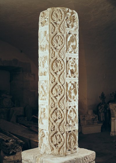 Pillar depicting the months from July to December with signs of the zodiac by French School
