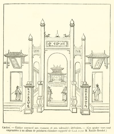 Canton, Building Dedicated to Exams and Literary Ceremonies (engraving) by French School