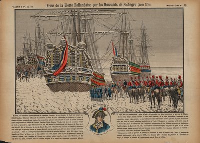 Capture of the Dutch fleet on the frozen Ijsselmeer by French hussars commanded by General Pichegru, January 1795 by French School