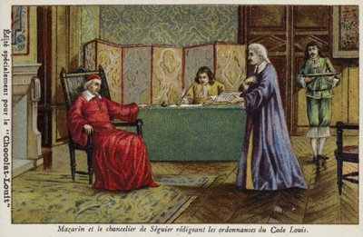 Cardinal Mazarin and Chancellor Seguier Drafting the Ordinances of the Code Louis by French School