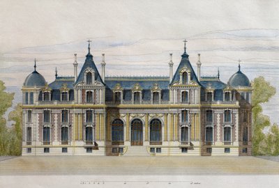 Castle of Neuflize Belonging to Pate Brothers, Garden Facade (engraved by F. Penel) by French School