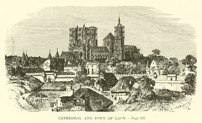 Cathedral and Town of Laon by French School