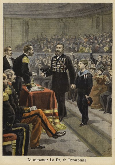 Ceremony honouring Mr Le Du, a rescuer from Douarnenez, Brittany, 1897 by French School