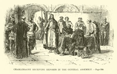 Charlemagne Receiving Reports in the General Assembly by French School