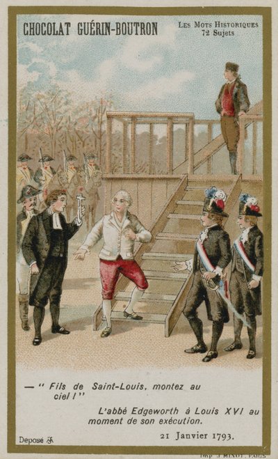 Chocolat Guerin-Boutron trade card, Historic Words series by French School