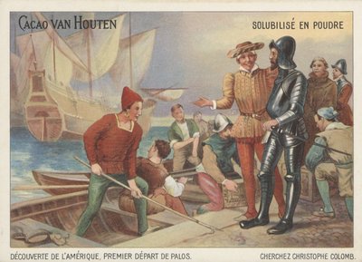 Christopher Columbus setting off from Palos on his voyage to discover America by French School