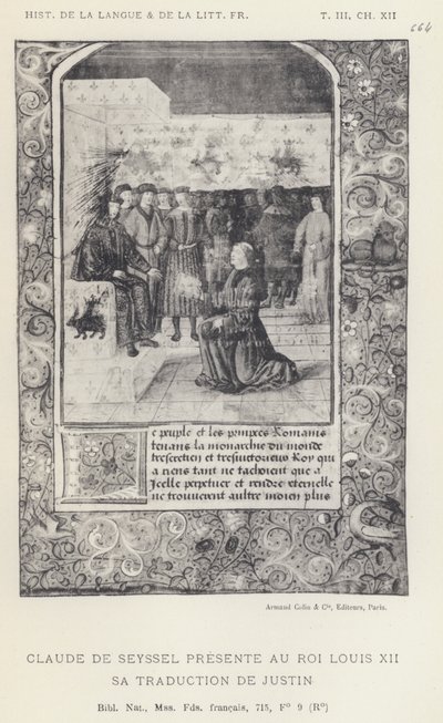 Claude De Seyssel Presents His Translation of Justin to King Louis XII by French School