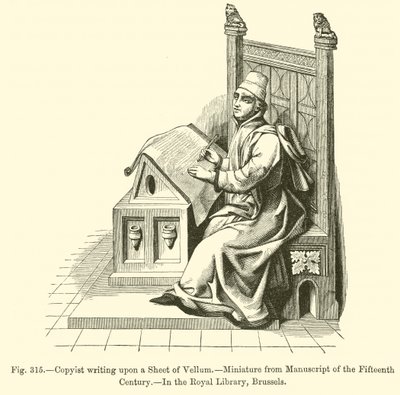 Copyist writing upon a Sheet of Vellum by French School