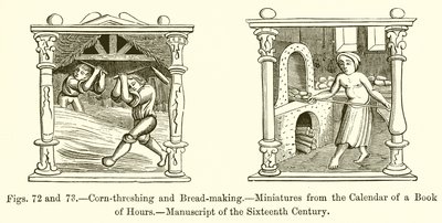 Corn-threshing and Bread-making by French School