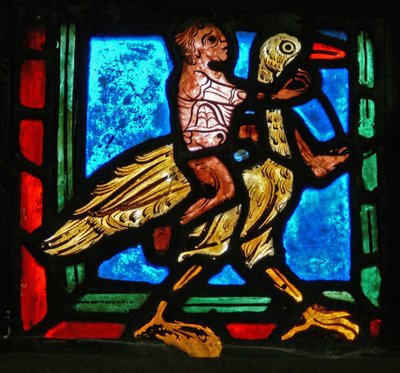 Corner piece (man and bird) by French School