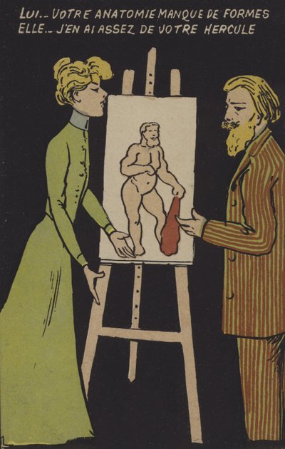Couple with an easel by French School