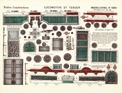 Cut-Out Designs for a Steam Locomotive and Tender, c.1880 by French School