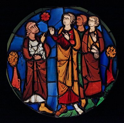 Job and His Sons (Bay D, the Judith Window) by French School