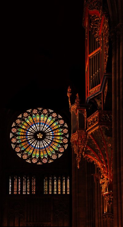 Depicting a view to the west with the organ and the rose window by French School
