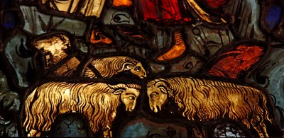 Sheep from the Annunciation to the Shepherds (ex Varennes-Jarcy - originally from the Abbey de Gercy?) by French School