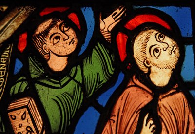 Two Monks at the Ascension of St Bernard by French School