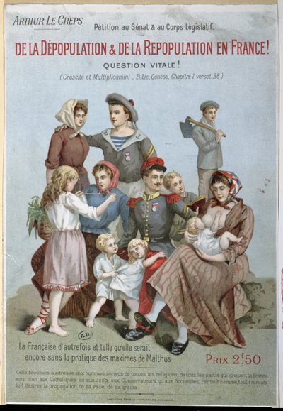 Depopulation and Repopulation in France, Booklet by Arthur Le Creps Against Malthusianism by French School