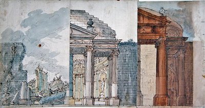 Design for an opera set, late 18th century by French School